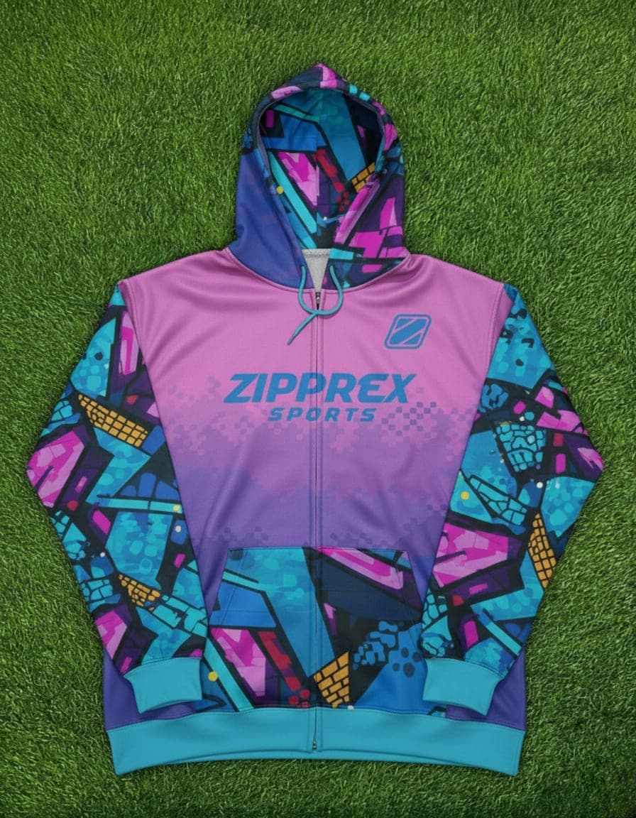 Custom Sublimated Zip Hoodie – Vibrant Performance Hoodie by Zipprex Sports